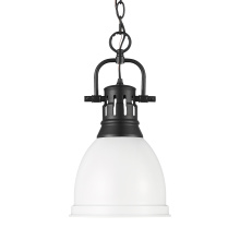 Golden 3602-S BLK-WHT - Yep by Golden Lighting Duncan 1-light 9in Chain Hung Pendant in Matte Black and Matte White shade